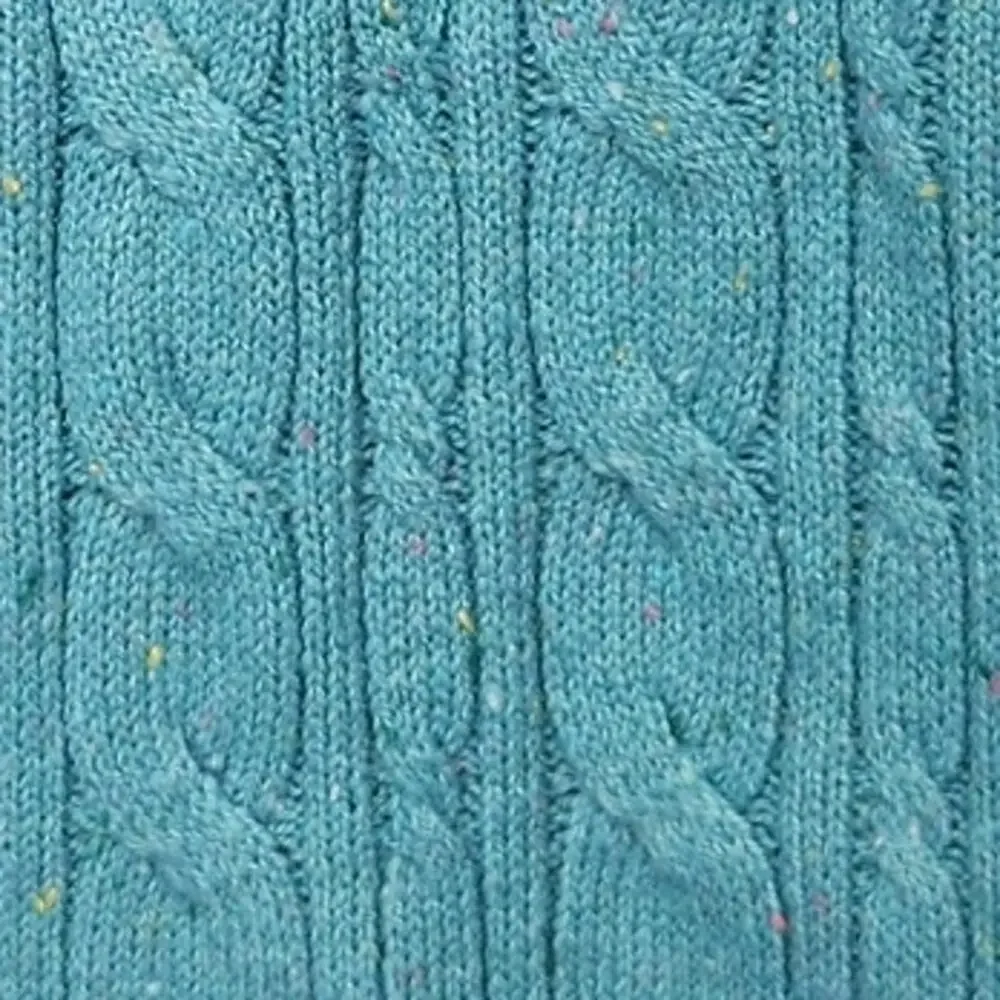 NWT Talbots Turquoise Flecked Cotton Cable Knit Long‎ Sweater Rectangle Scarf OS